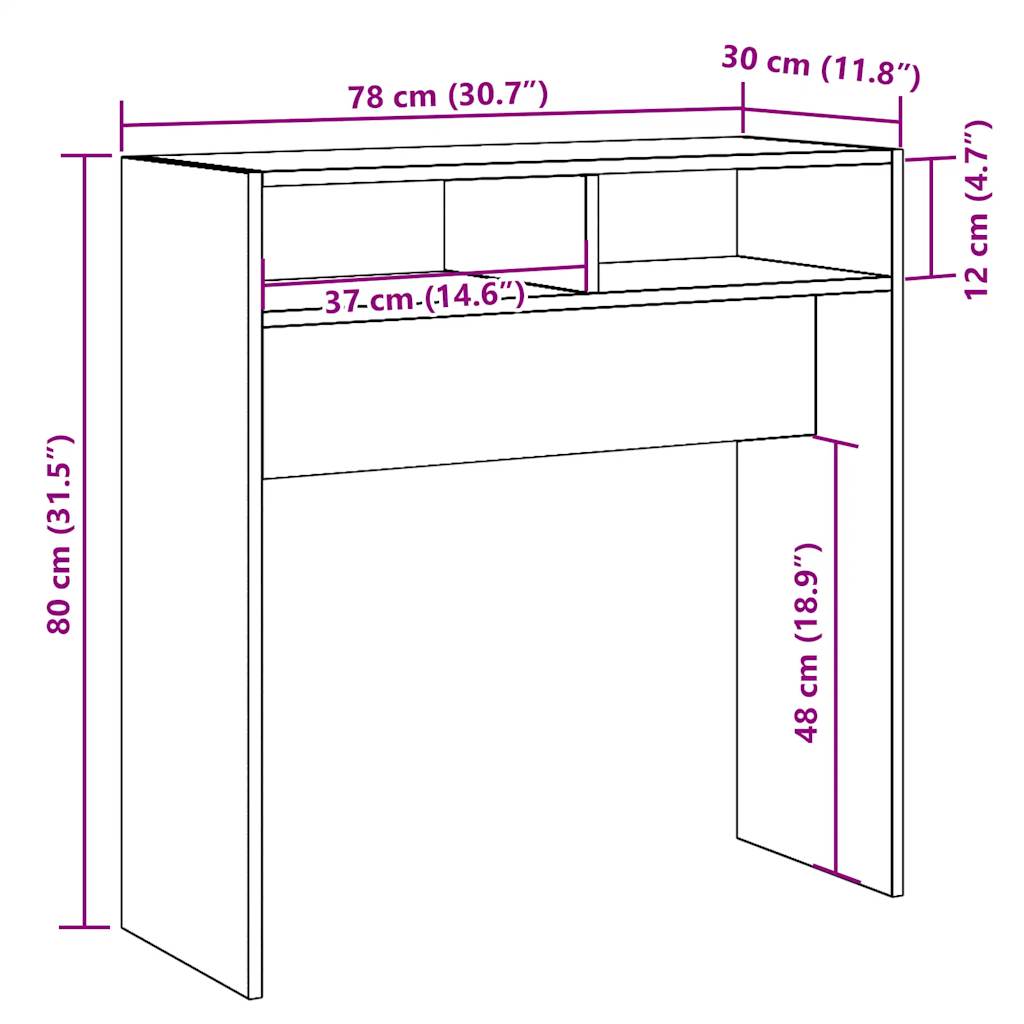 Wandtafel 78x30x80 cm bewerkt hout oud houtkleurig is nu te koop bij PeponiXL, paradijselijk wonen!