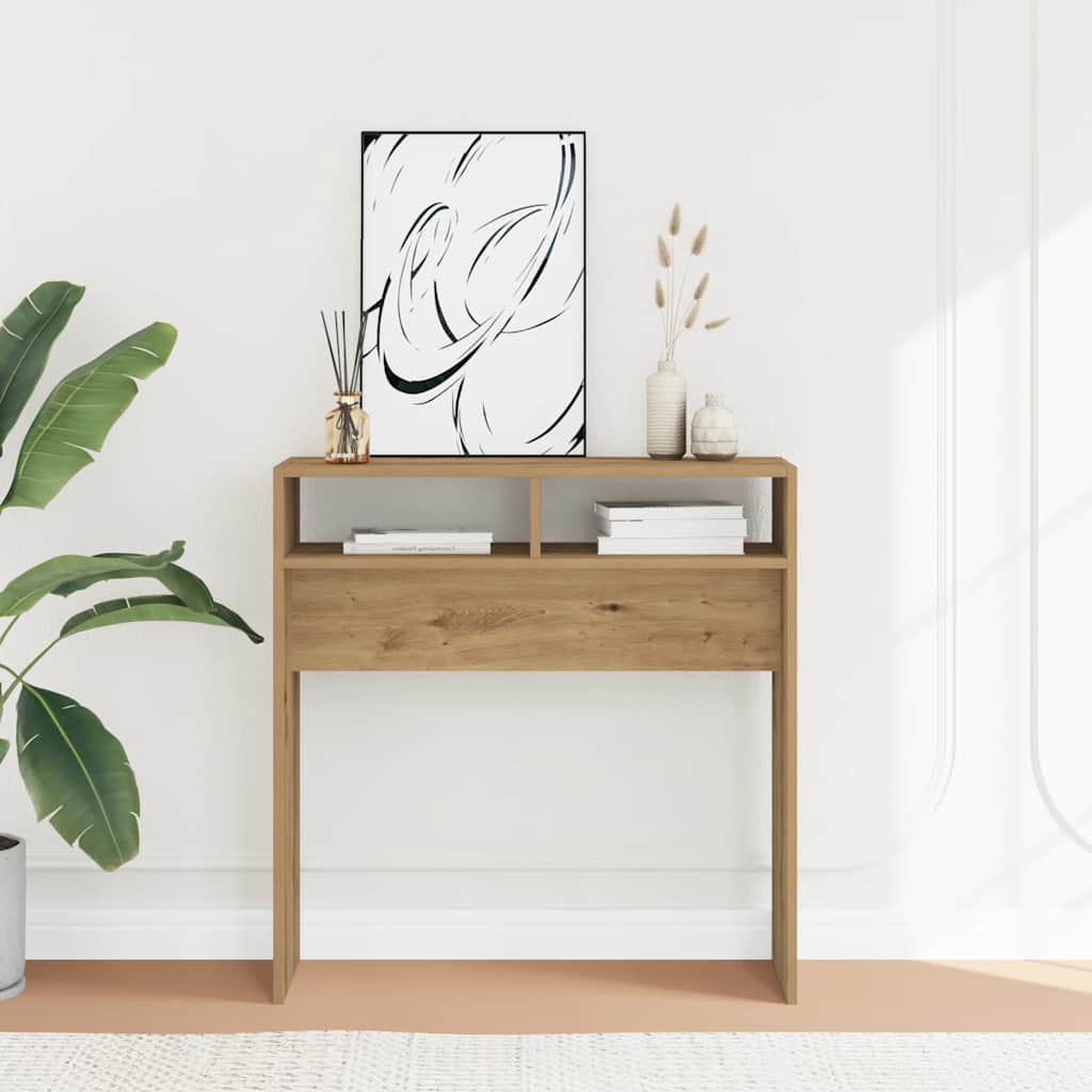 Wandtafel 78x30x80 cm bewerkt hout artisanaal eikenkleur is nu te koop bij PeponiXL, paradijselijk wonen!