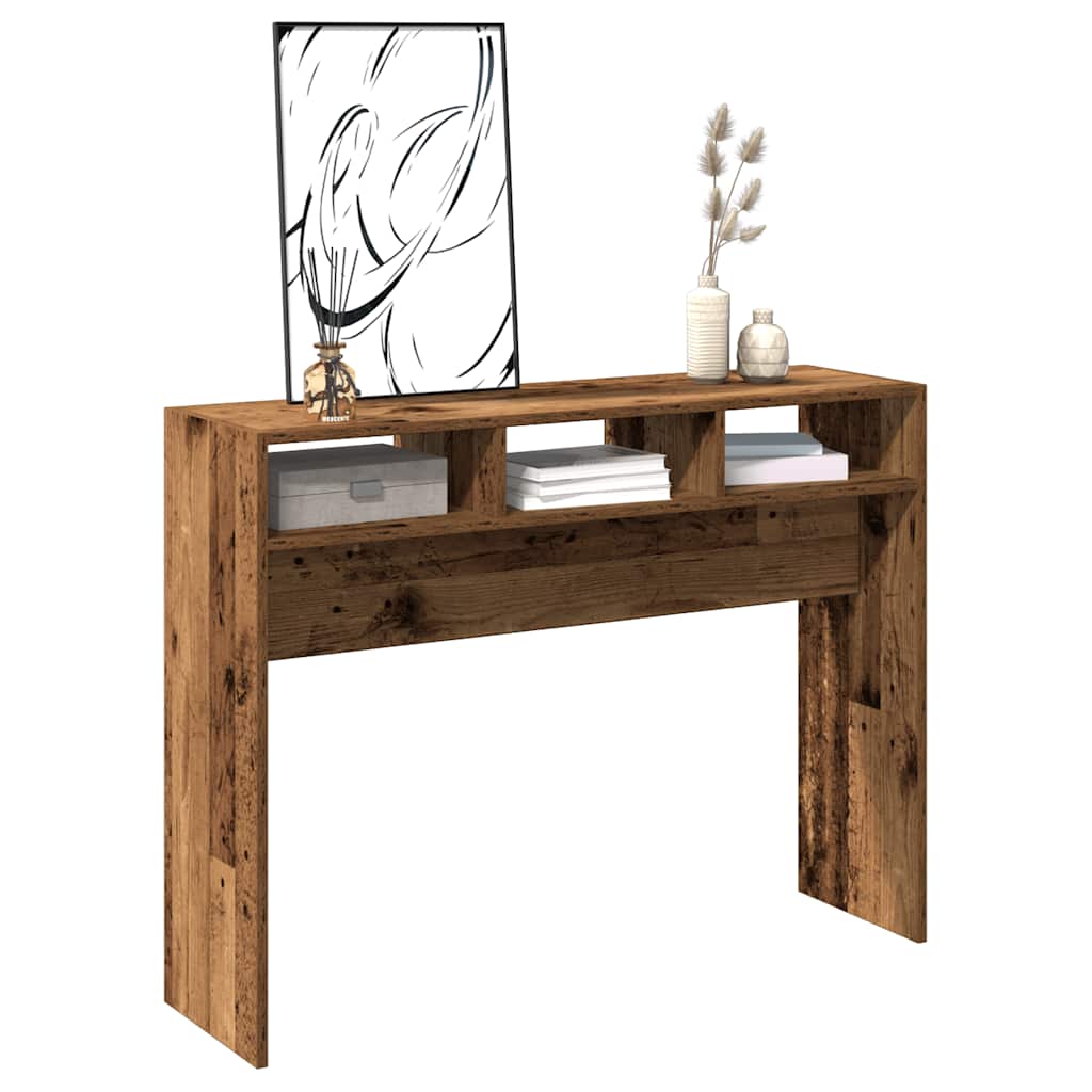 Wandtafel 105x30x80 cm bewerkt hout oud houtkleurig is nu te koop bij PeponiXL, paradijselijk wonen!
