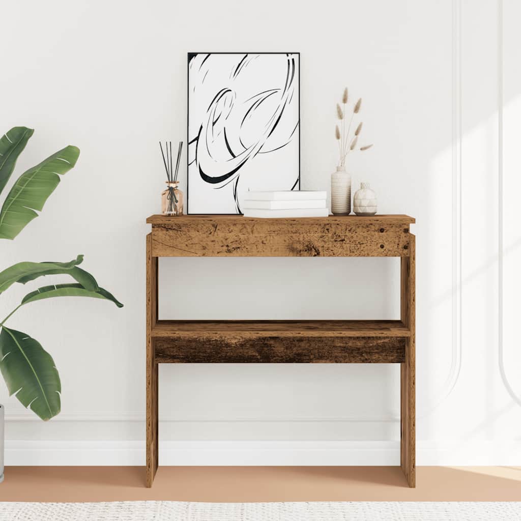 Wandtafel 80x30x80 cm bewerkt hout oud houtkleurig is nu te koop bij PeponiXL, paradijselijk wonen!