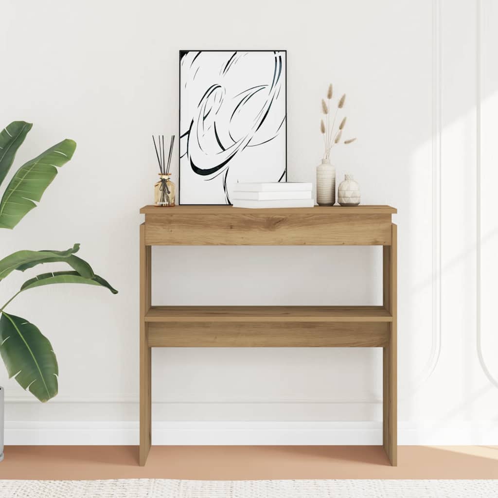Wandtafel 80x30x80 cm bewerkt hout artisanaal eikenkleurig is nu te koop bij PeponiXL, paradijselijk wonen!