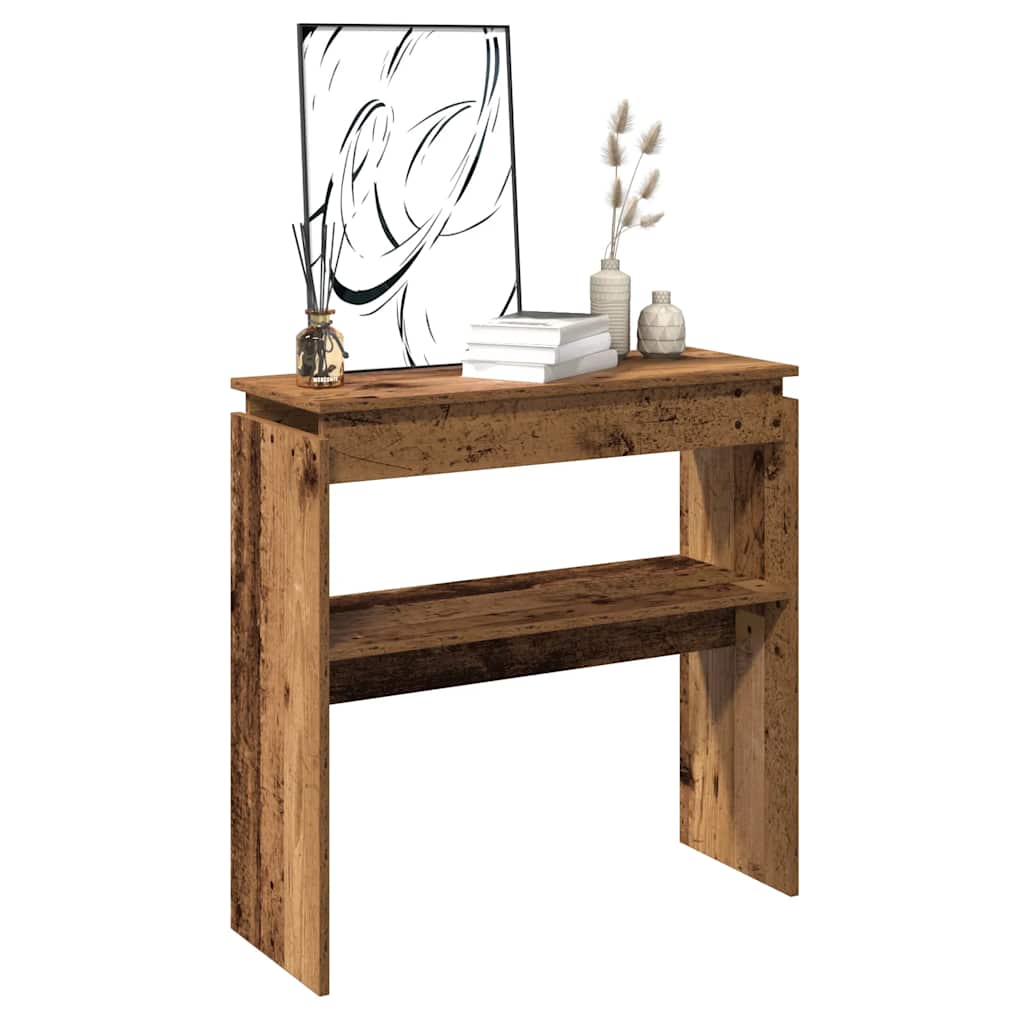 Wandtafel 102x30x80 cm bewerkt hout oud houtkleurig is nu te koop bij PeponiXL, paradijselijk wonen!