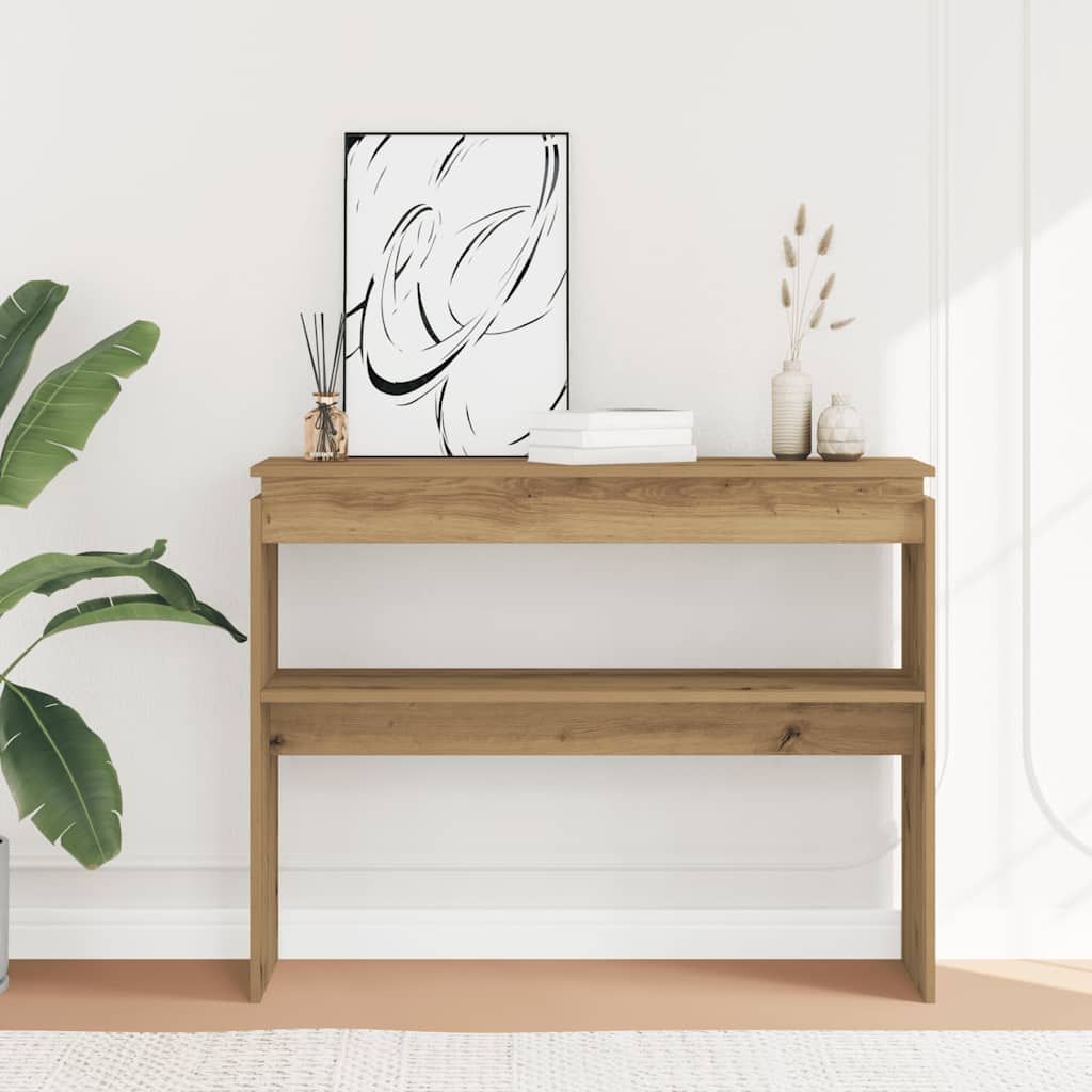 Wandtafel 102x30x80 cm bewerkt hout artisanaal eikenkleur is nu te koop bij PeponiXL, paradijselijk wonen!