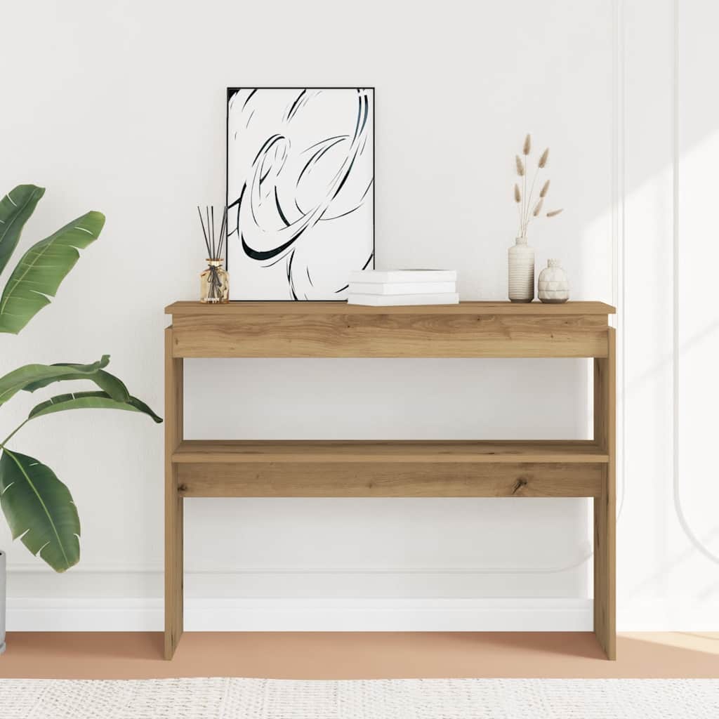Wandtafel 102x30x80 cm bewerkt hout artisanaal eikenkleur is nu te koop bij PeponiXL, paradijselijk wonen!