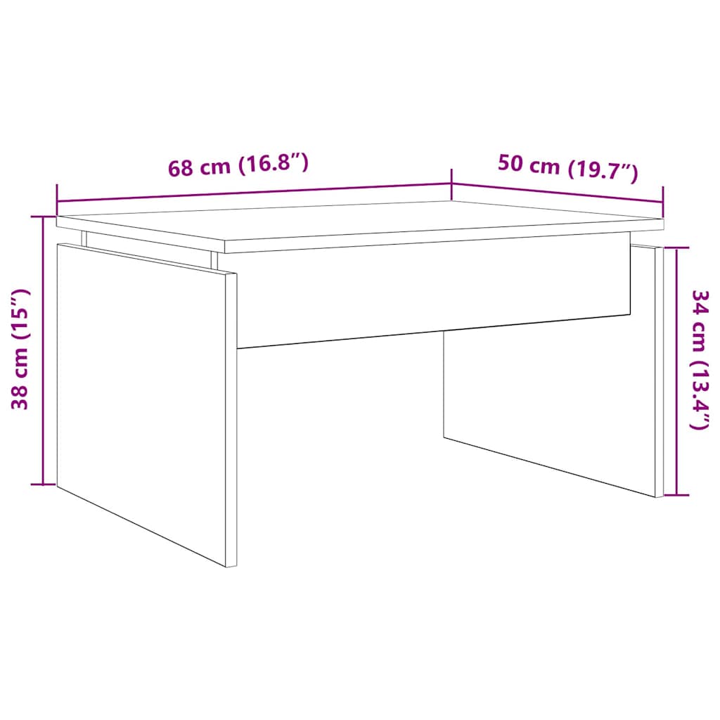 Salontafel 68x50x38 cm bewerkt hout artisanaal eikenkleur is nu te koop bij PeponiXL, paradijselijk wonen!