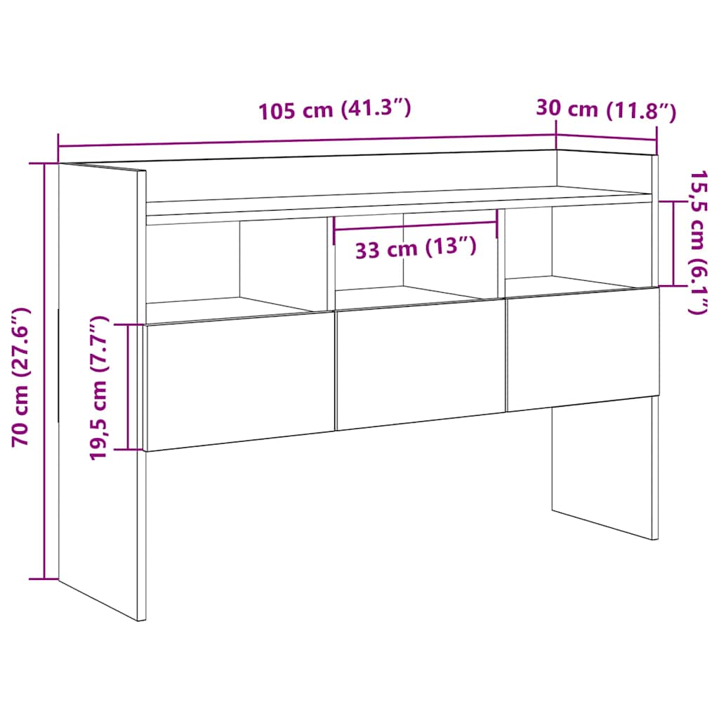 Dressoir 105x30x70 cm bewerkt hout oud houtkleurig is nu te koop bij PeponiXL, paradijselijk wonen!