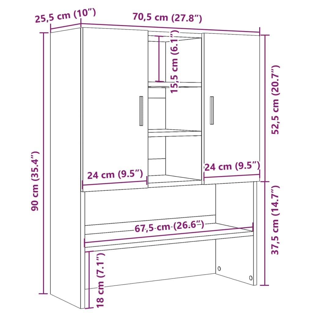 Wasmachinekast 70,5x25,5x90 cm betongrijs is nu te koop bij PeponiXL, paradijselijk wonen!