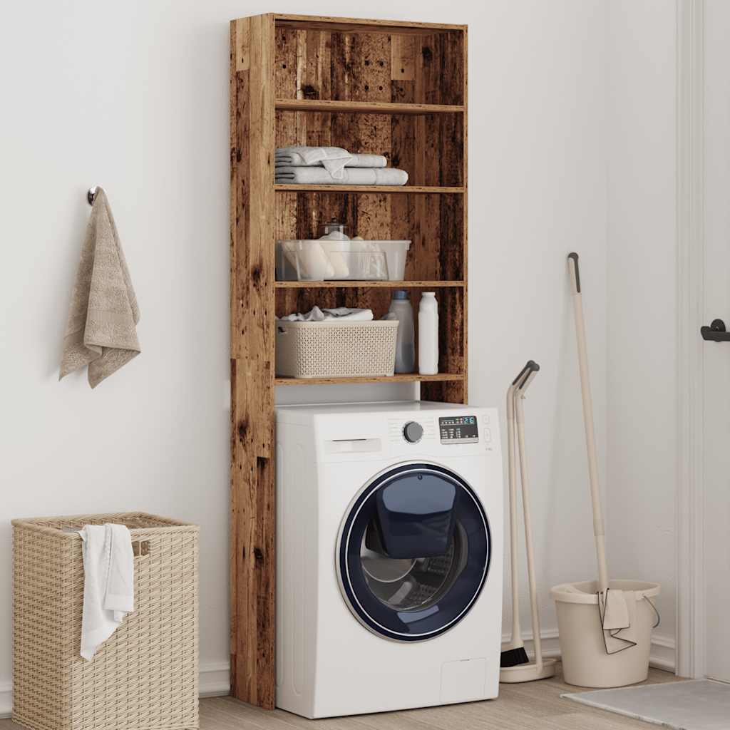 Wasmachinekast 64x24x190 cm oud houtkleurig is nu te koop bij PeponiXL, paradijselijk wonen!