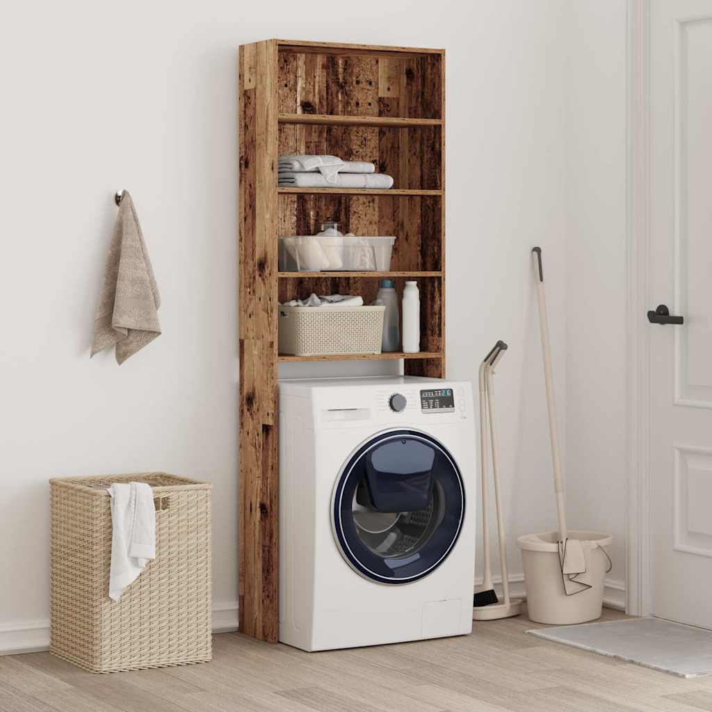 Wasmachinekast 64x24x190 cm oud houtkleurig is nu te koop bij PeponiXL, paradijselijk wonen!