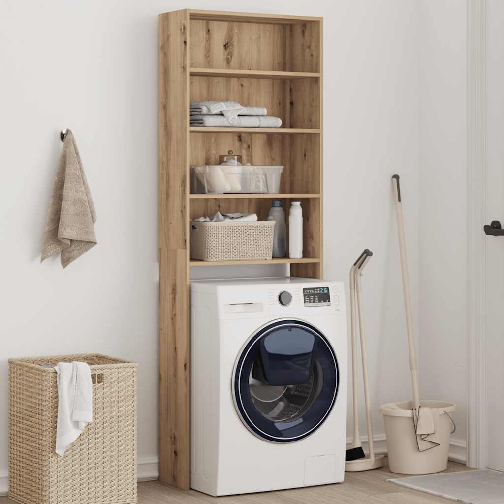 Wasmachinekast 64x24x190 cm artisanaal eikenkleur is nu te koop bij PeponiXL, paradijselijk wonen!