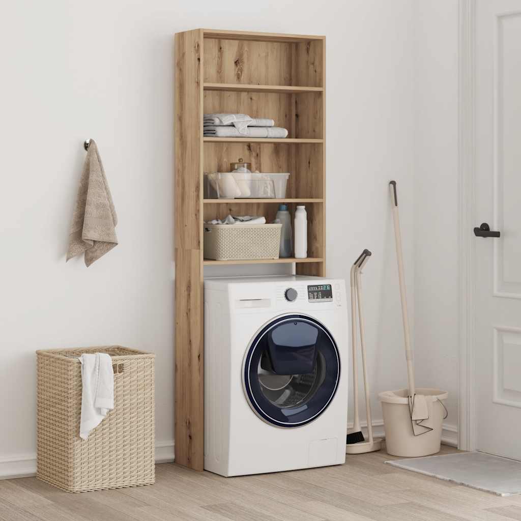Wasmachinekast 64x24x190 cm artisanaal eikenkleur is nu te koop bij PeponiXL, paradijselijk wonen!