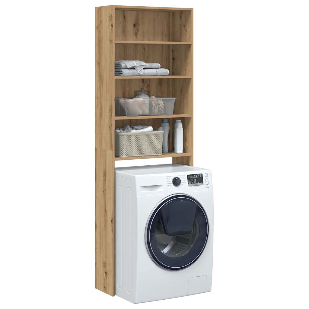 Wasmachinekast 64x24x190 cm artisanaal eikenkleur is nu te koop bij PeponiXL, paradijselijk wonen!