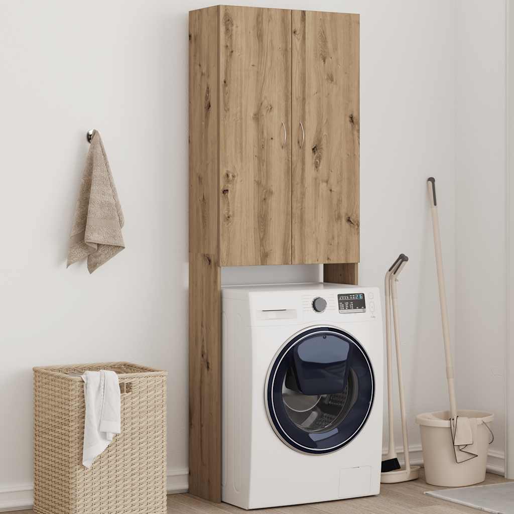Wasmachinekast 64x25,5x190 cm artisanaal eikenkleur is nu te koop bij PeponiXL, paradijselijk wonen!