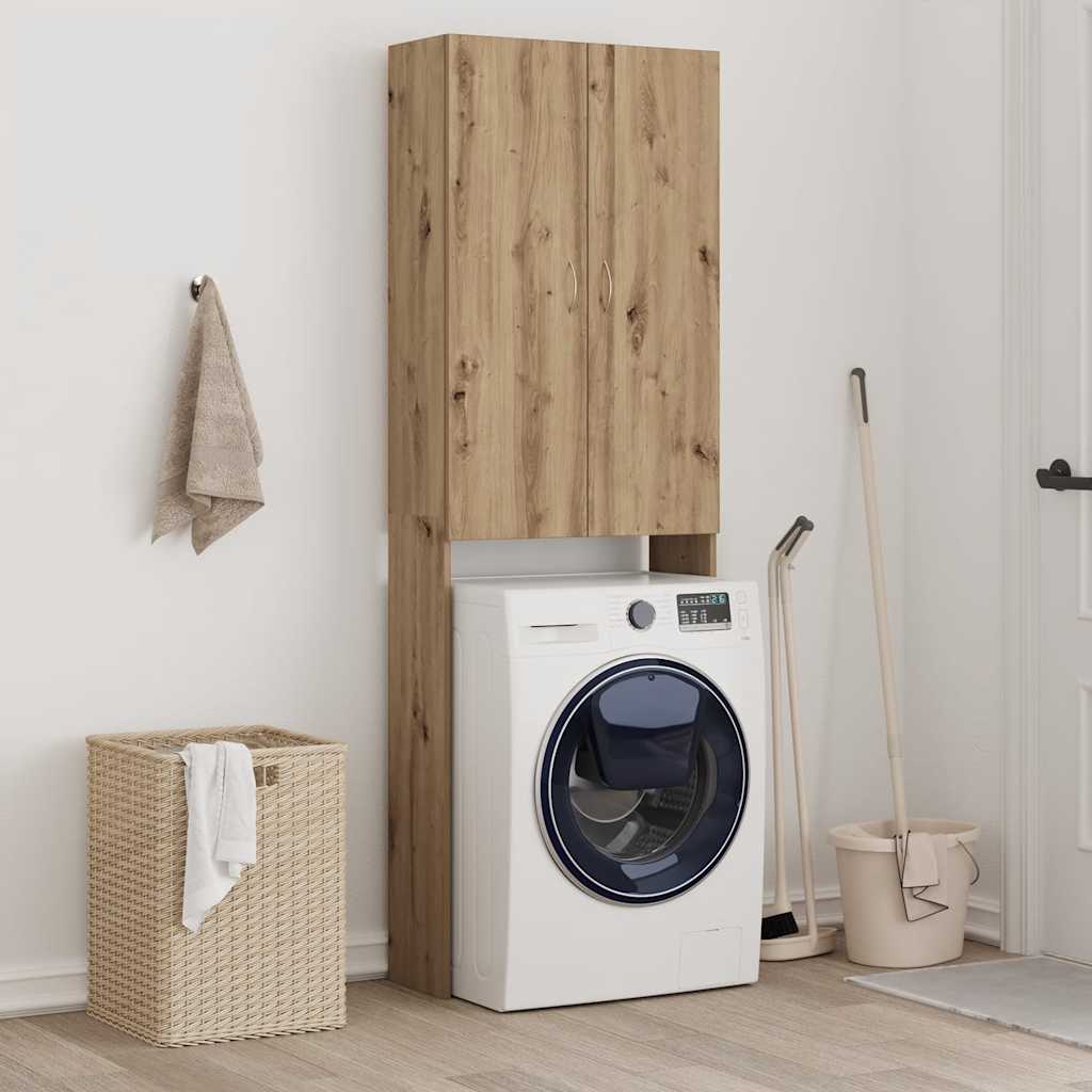 Wasmachinekast 64x25,5x190 cm artisanaal eikenkleur is nu te koop bij PeponiXL, paradijselijk wonen!