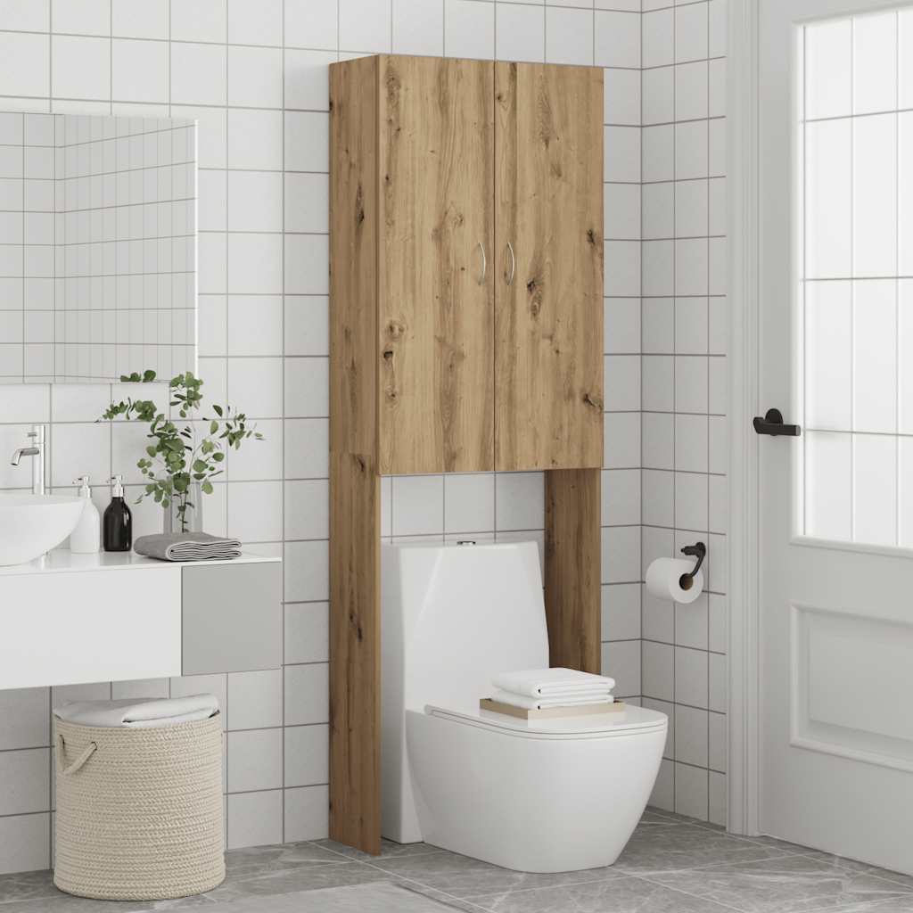 Wasmachinekast 64x25,5x190 cm artisanaal eikenkleur is nu te koop bij PeponiXL, paradijselijk wonen!