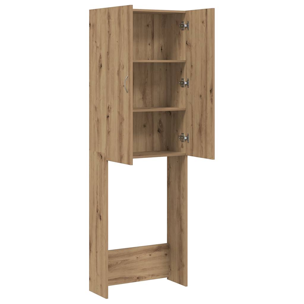 Wasmachinekast 64x25,5x190 cm artisanaal eikenkleur is nu te koop bij PeponiXL, paradijselijk wonen!
