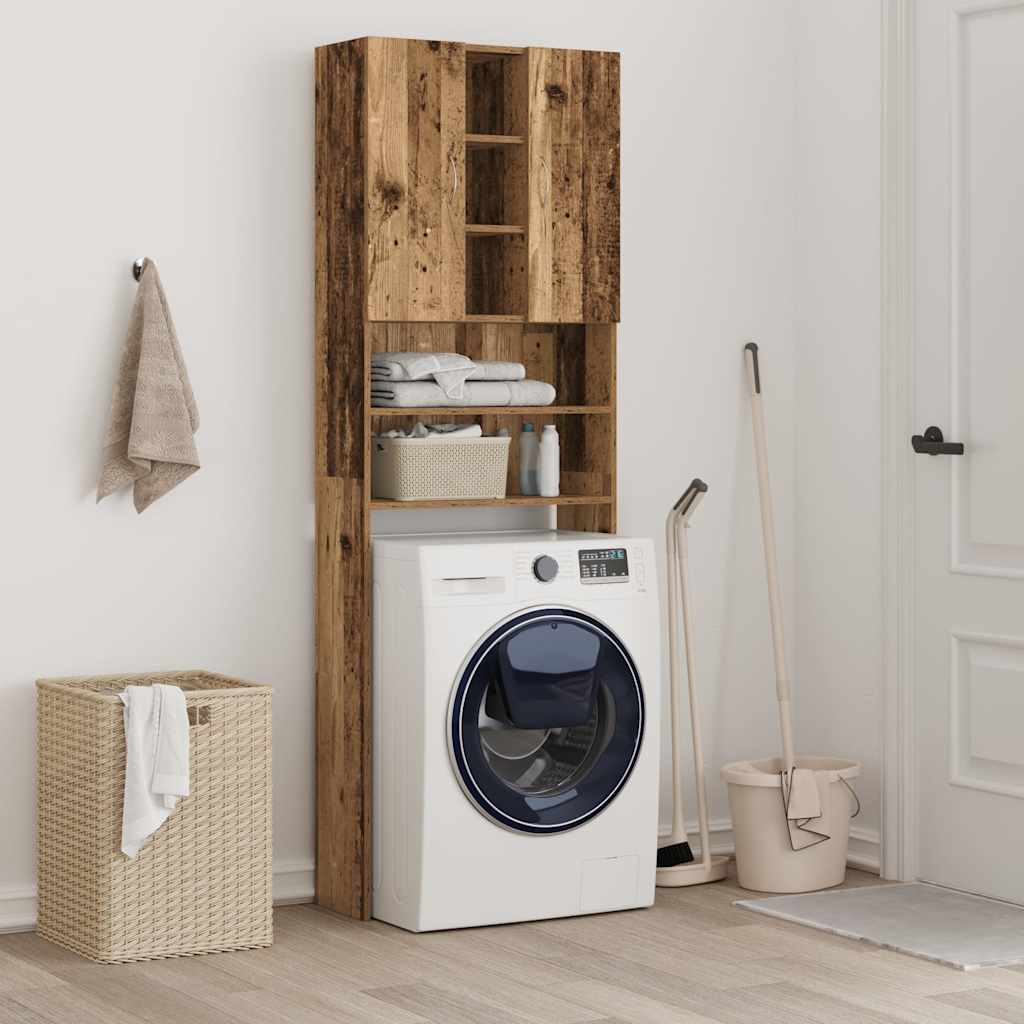 Wasmachinekast 64x25,5x190 cm oud houtkleurig is nu te koop bij PeponiXL, paradijselijk wonen!