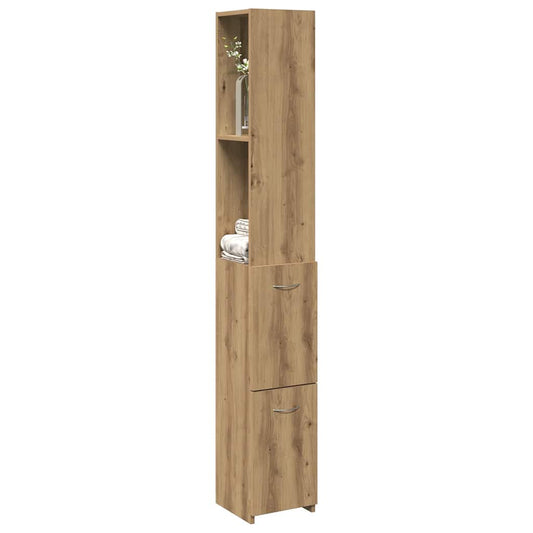 Badkamerkast 25x25x170 cm bewerkt hout artisanaal eikenkleurig is nu te koop bij PeponiXL, paradijselijk wonen!