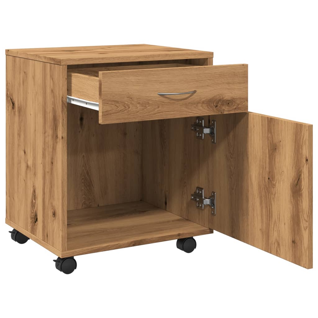 Rolkast 45x38x54 cm bewerkt hout artisanaal eikenkleur is nu te koop bij PeponiXL, paradijselijk wonen!