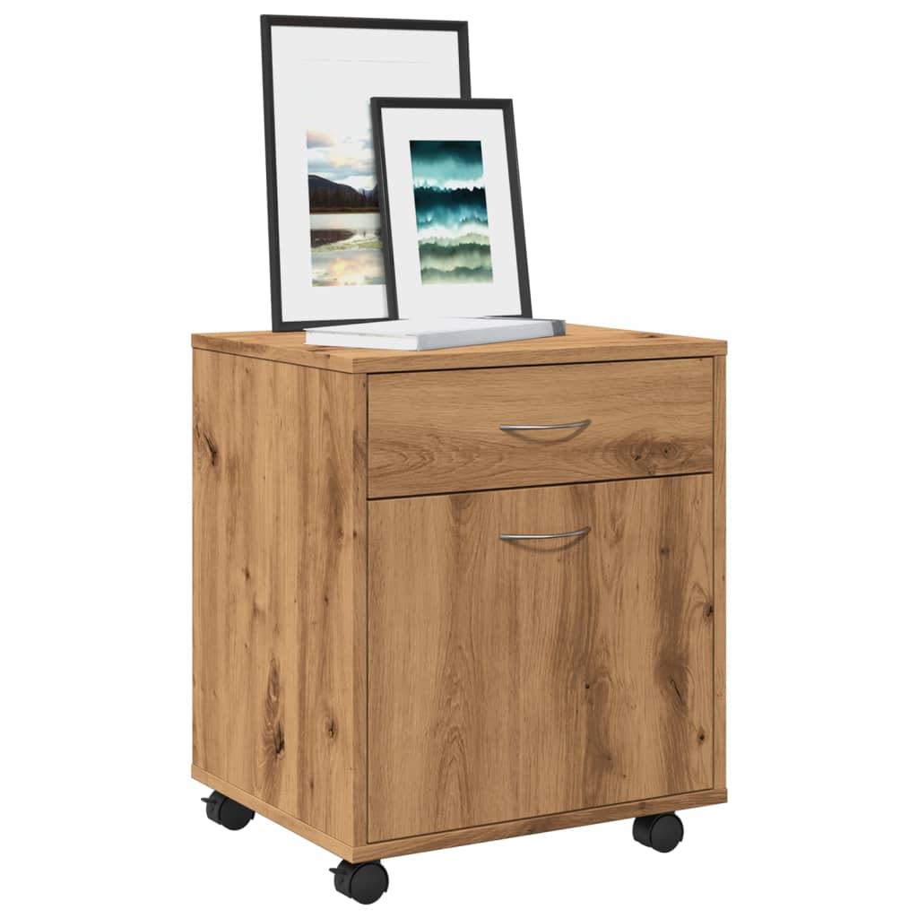 Rolkast 45x38x54 cm bewerkt hout artisanaal eikenkleur is nu te koop bij PeponiXL, paradijselijk wonen!