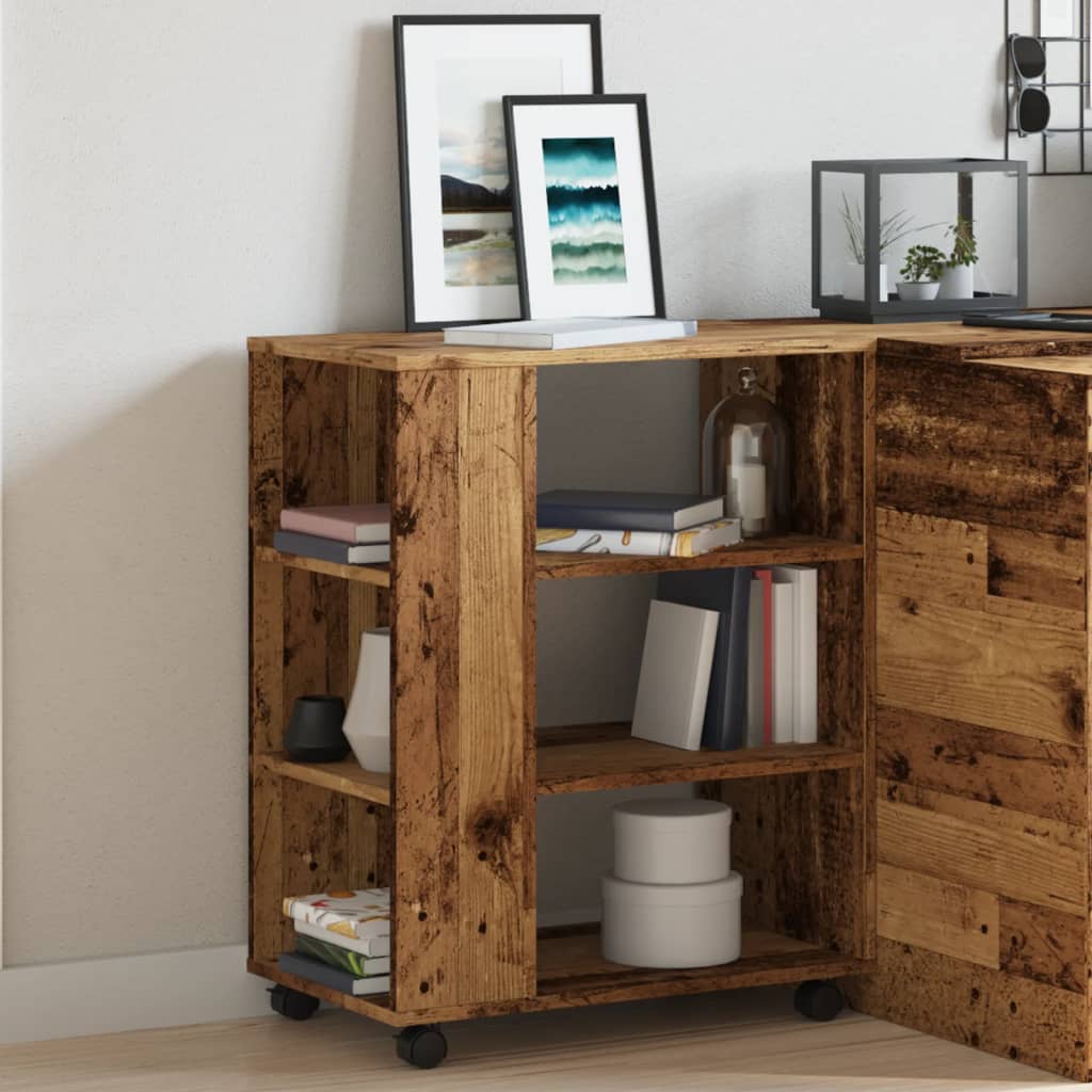 Rolkast 60x35x75 cm bewerkt hout oud houtkleurig is nu te koop bij PeponiXL, paradijselijk wonen!