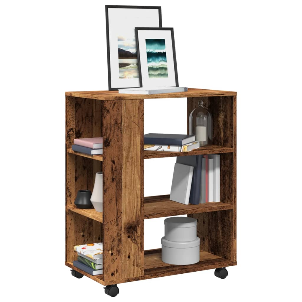 Rolkast 60x35x75 cm bewerkt hout oud houtkleurig is nu te koop bij PeponiXL, paradijselijk wonen!