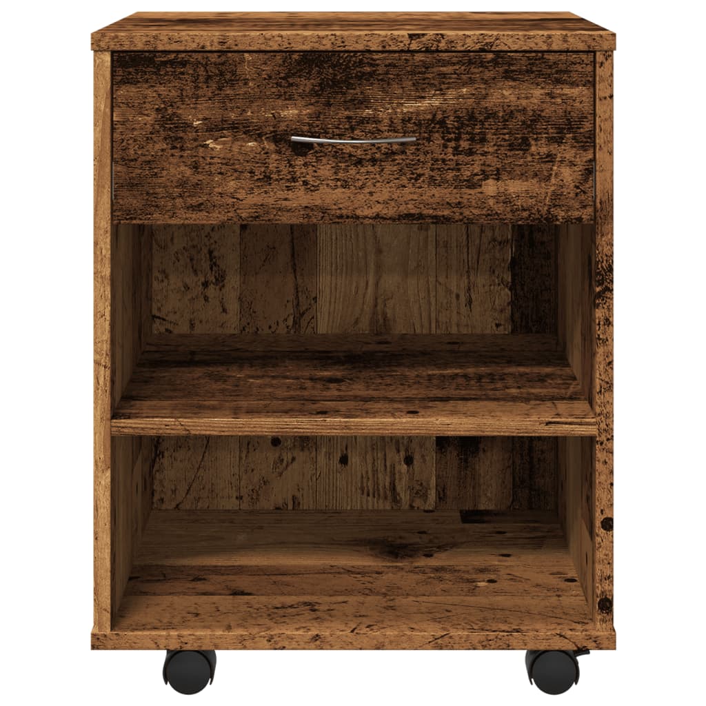 Rolkast 46x36x59 cm bewerkt hout oud houtkleurig is nu te koop bij PeponiXL, paradijselijk wonen!