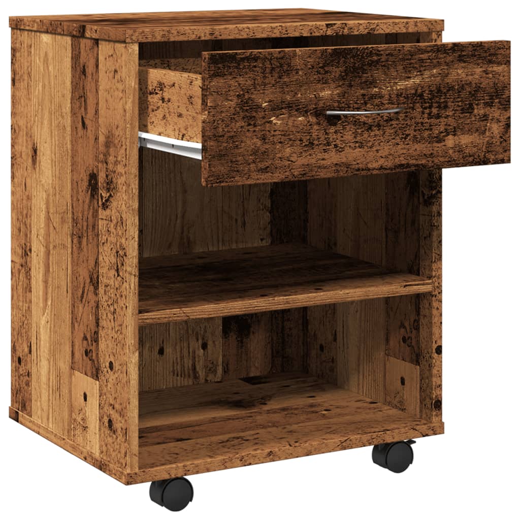 Rolkast 46x36x59 cm bewerkt hout oud houtkleurig is nu te koop bij PeponiXL, paradijselijk wonen!