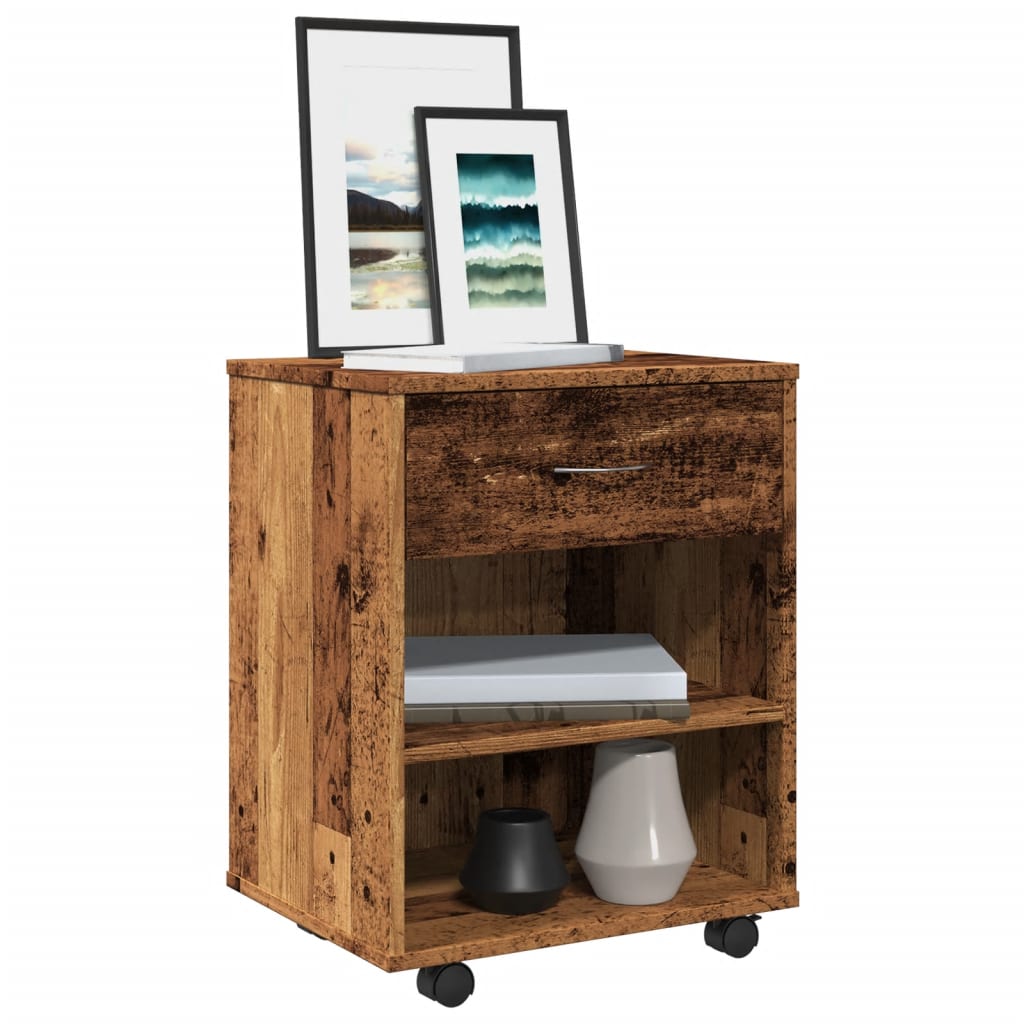 Rolkast 46x36x59 cm bewerkt hout oud houtkleurig is nu te koop bij PeponiXL, paradijselijk wonen!