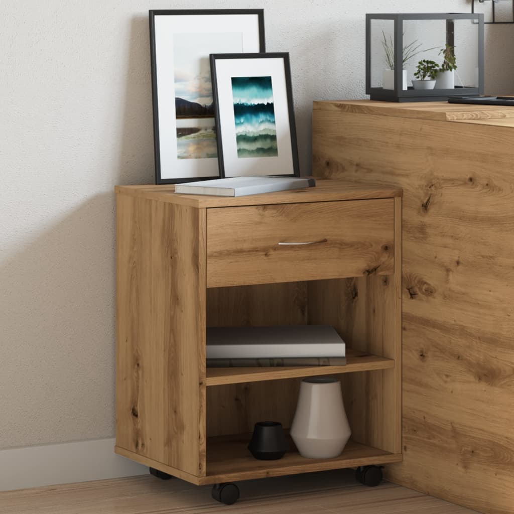 Rolkast 46x36x59 cm bewerkt hout artisanaal eikenkleurig is nu te koop bij PeponiXL, paradijselijk wonen!