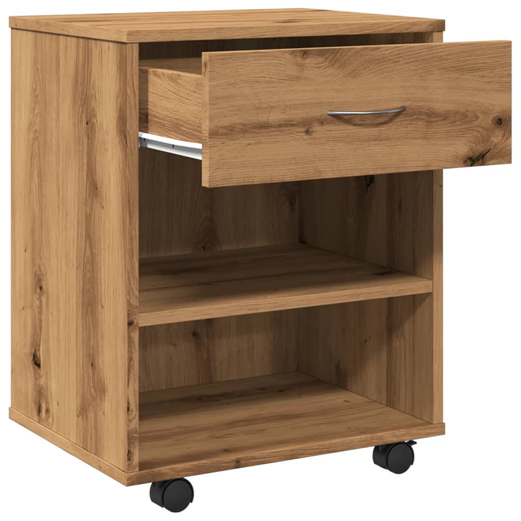 Rolkast 46x36x59 cm bewerkt hout artisanaal eikenkleurig is nu te koop bij PeponiXL, paradijselijk wonen!