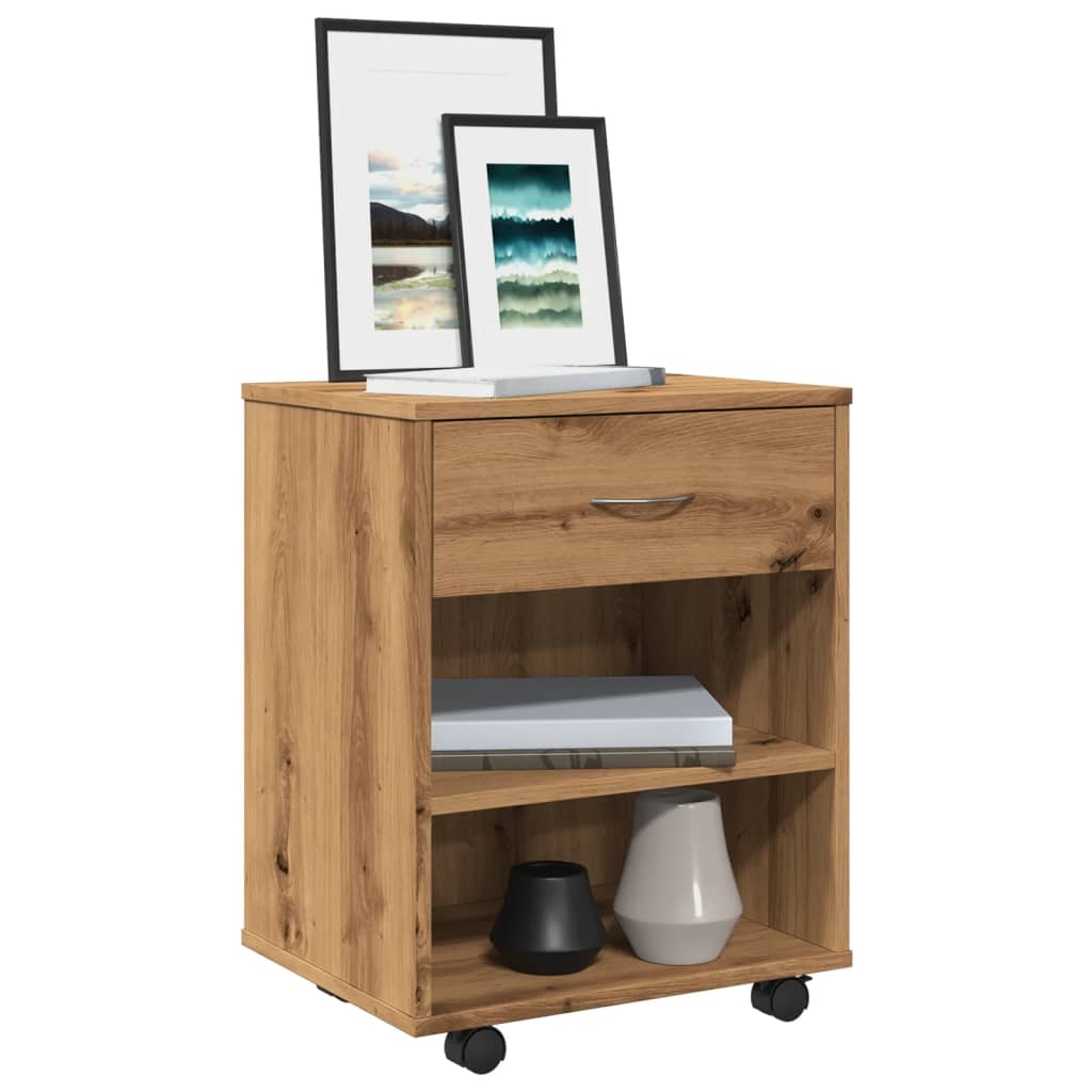 Rolkast 46x36x59 cm bewerkt hout artisanaal eikenkleurig is nu te koop bij PeponiXL, paradijselijk wonen!