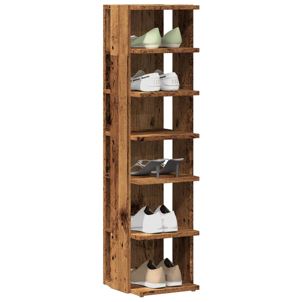 Schoenenkasten 2 st 28x27x102 cm bewerkt hout oud houtkleurig is nu te koop bij PeponiXL, paradijselijk wonen!