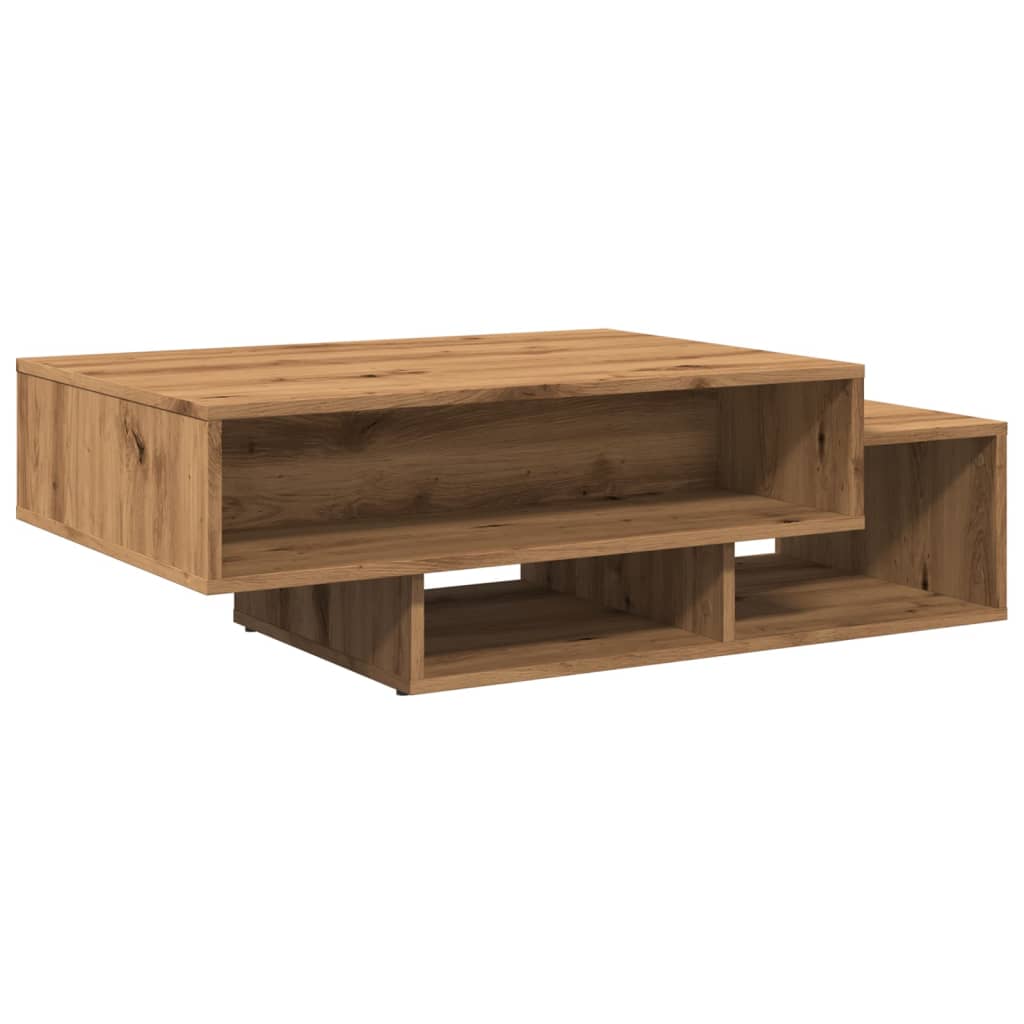 Salontafel 105x55x32 cm bewerkt hout artisanaal eikenkleurig is nu te koop bij PeponiXL, paradijselijk wonen!