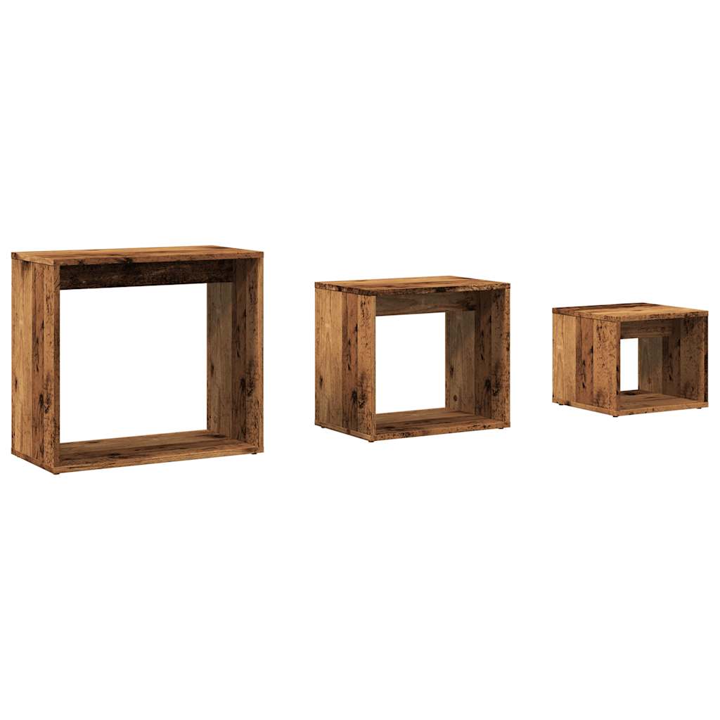 3-delige Tafeltjesset bewerkt hout oud houtkleurig is nu te koop bij PeponiXL, paradijselijk wonen!