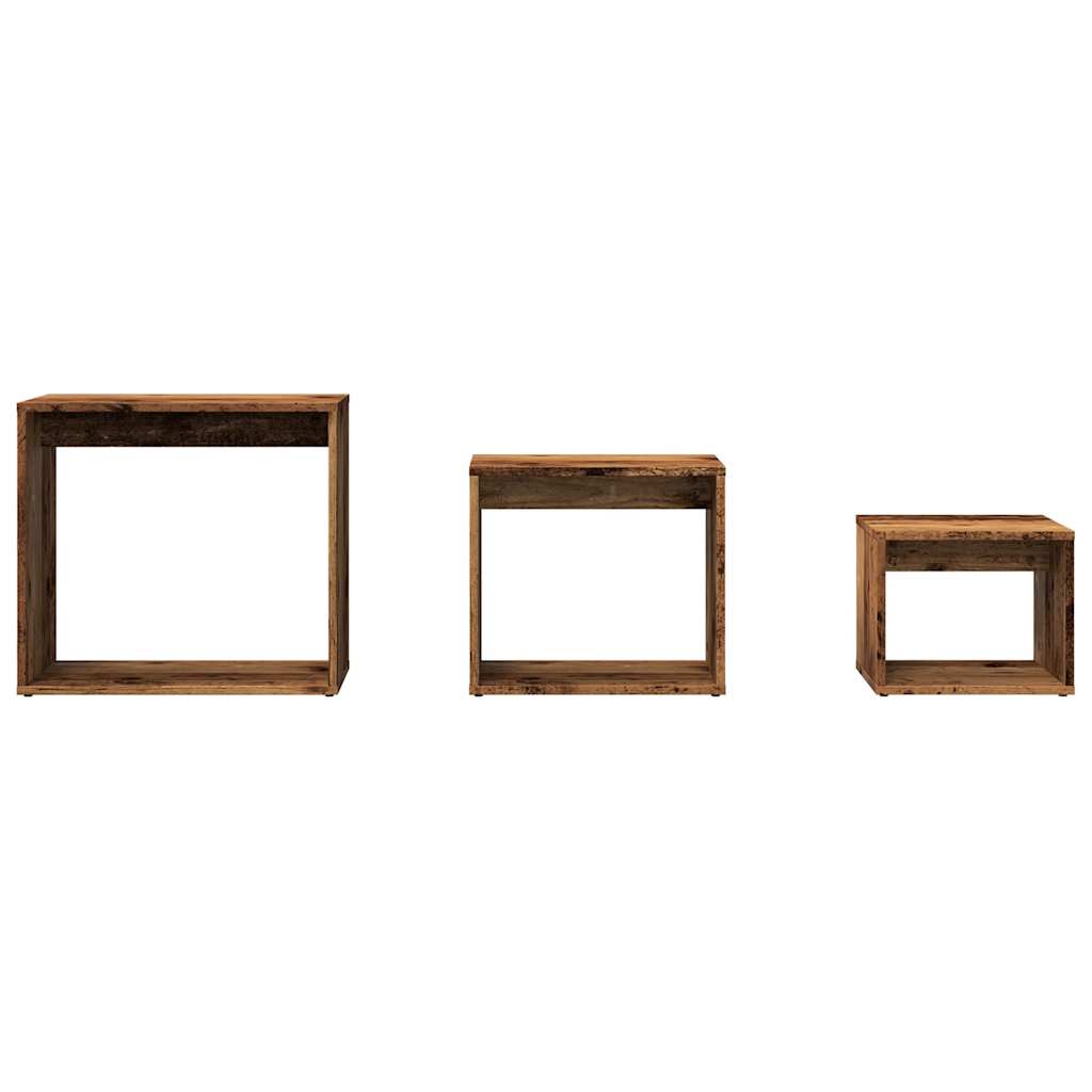 3-delige Tafeltjesset bewerkt hout oud houtkleurig is nu te koop bij PeponiXL, paradijselijk wonen!