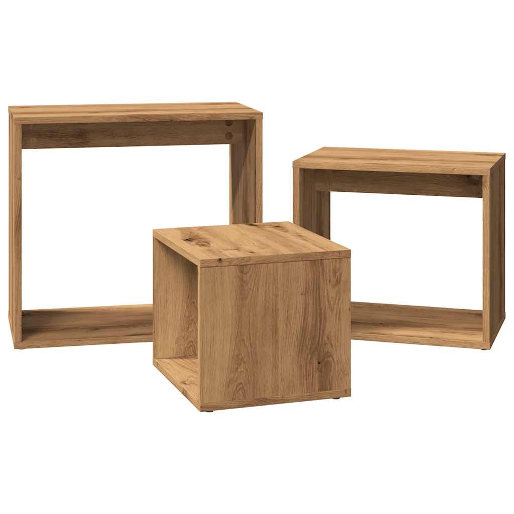 3-delige Tafeltjesset bewerkt hout artisanaal eikenkleur is nu te koop bij PeponiXL, paradijselijk wonen!