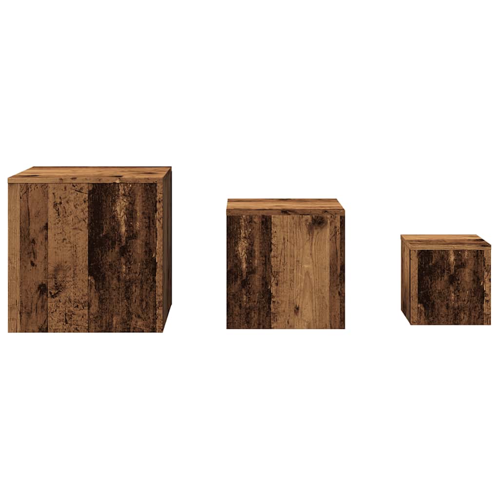 Bijzettafels 3 st bewerkt hout oud houtkleurig is nu te koop bij PeponiXL, paradijselijk wonen!