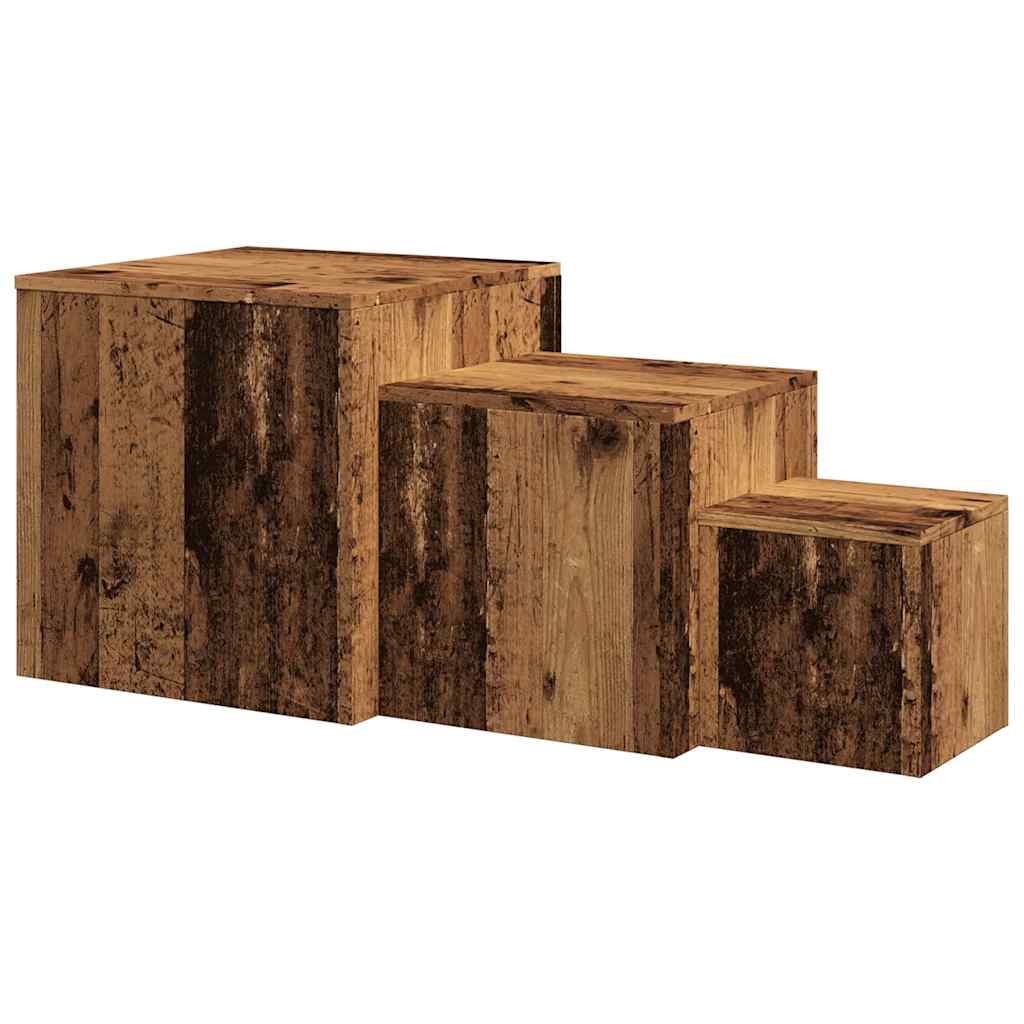 Bijzettafels 3 st bewerkt hout oud houtkleurig is nu te koop bij PeponiXL, paradijselijk wonen!