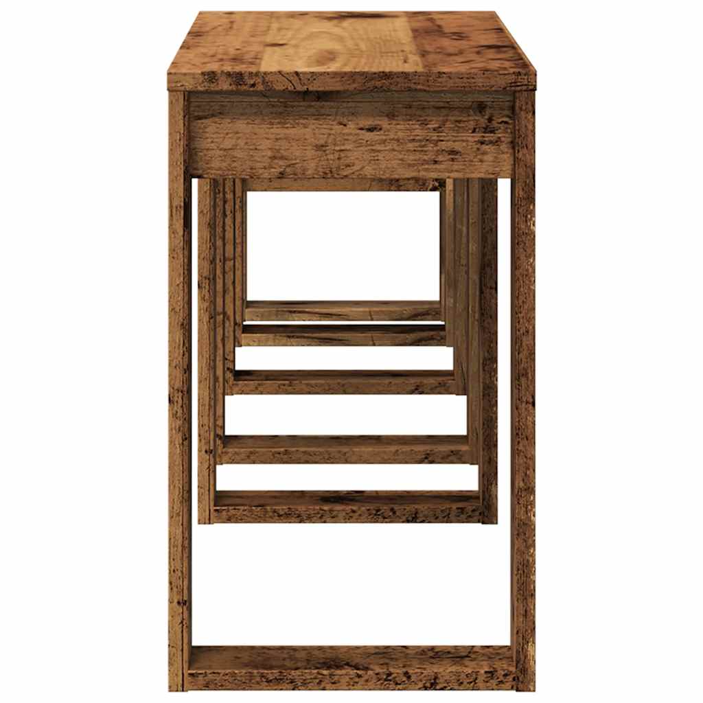 3-delige Bijzettafelset bewerkt hout oud houtkleurig is nu te koop bij PeponiXL, paradijselijk wonen!