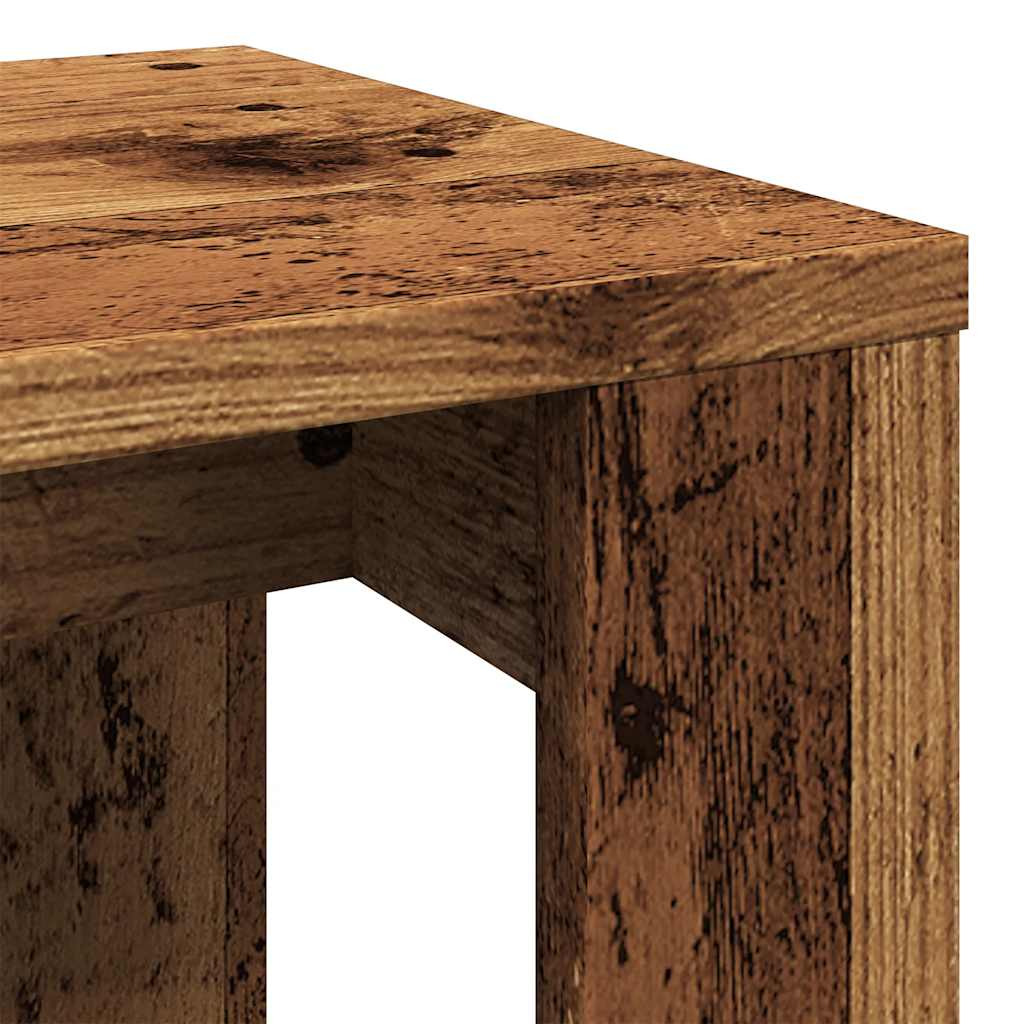 3-delige Bijzettafelset bewerkt hout oud houtkleurig is nu te koop bij PeponiXL, paradijselijk wonen!