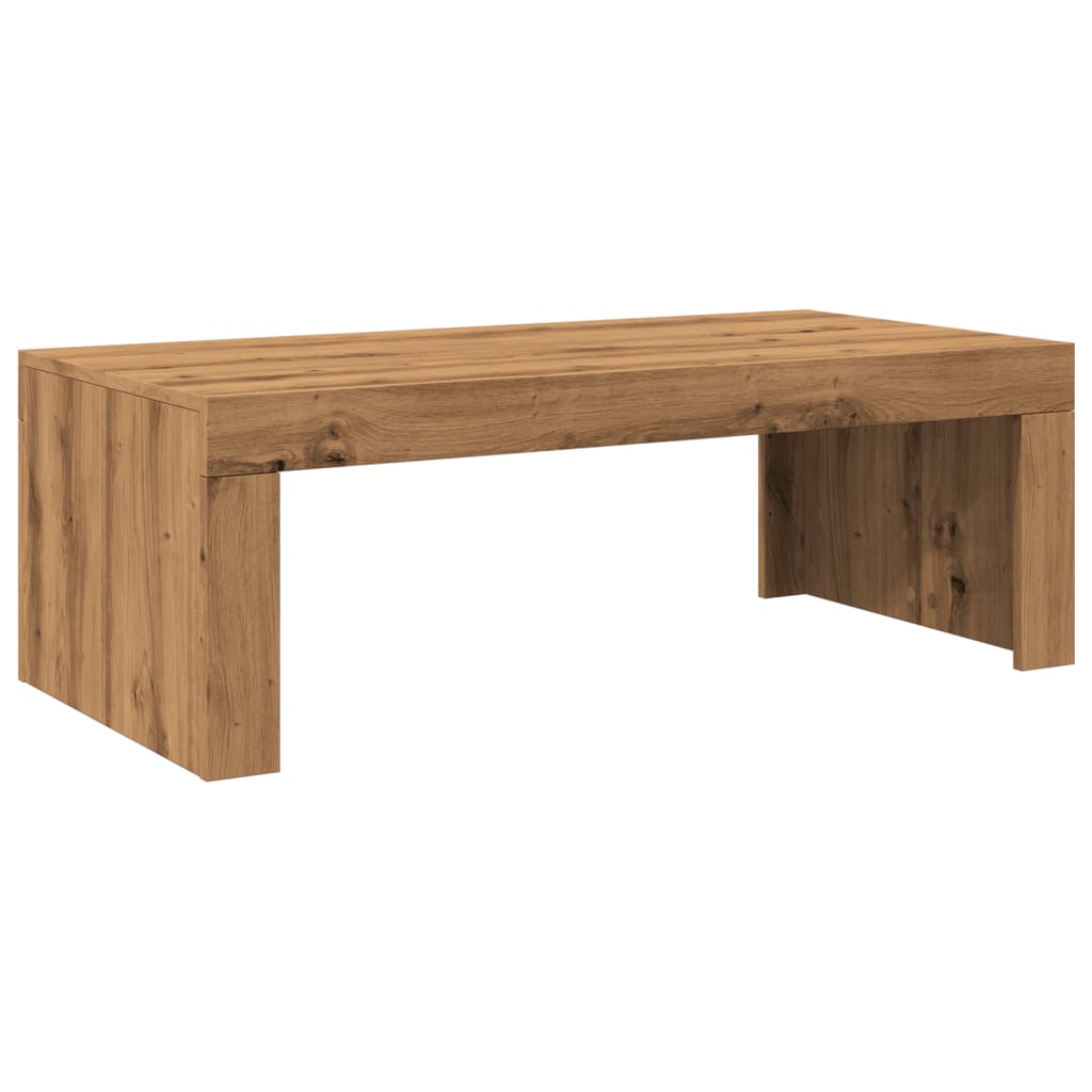 Salontafel 102x50x35 cm bewerkt hout artisanaal eikenkleurig is nu te koop bij PeponiXL, paradijselijk wonen!