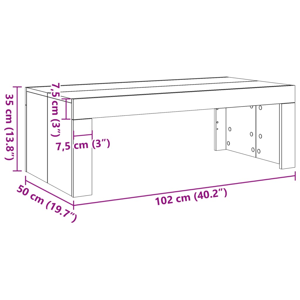 Salontafel 102x50x35 cm bewerkt hout artisanaal eikenkleurig is nu te koop bij PeponiXL, paradijselijk wonen!