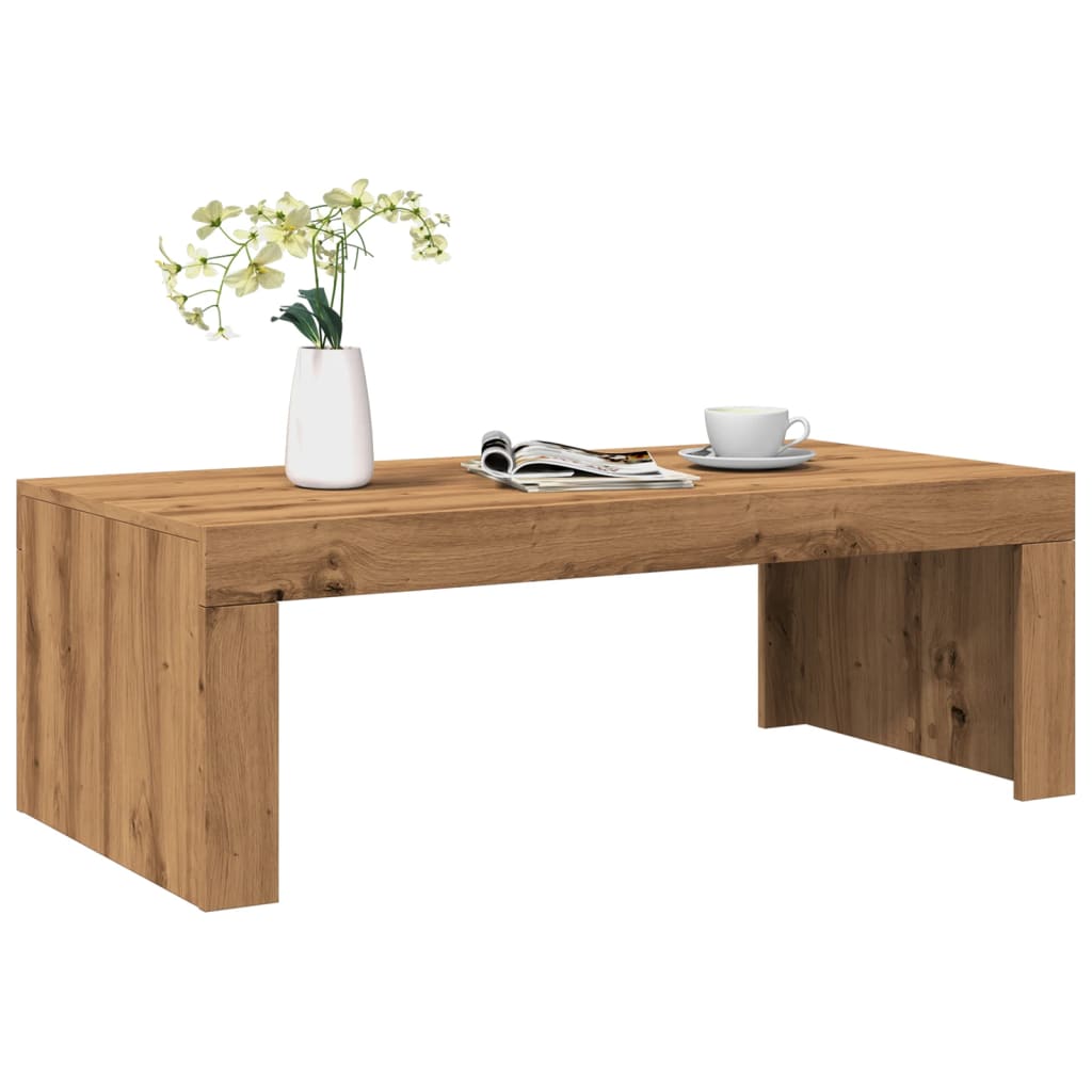 Salontafel 102x50x35 cm bewerkt hout artisanaal eikenkleurig is nu te koop bij PeponiXL, paradijselijk wonen!