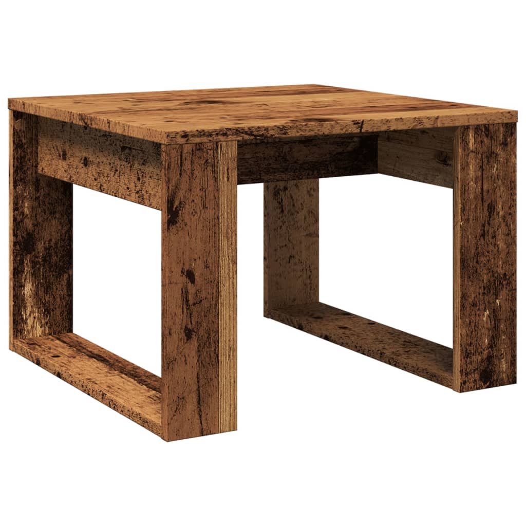 Bijzettafel 50x50x35 cm bewerkt hout oud houtkleurig is nu te koop bij PeponiXL, paradijselijk wonen!