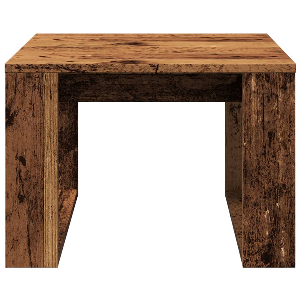 Bijzettafel 50x50x35 cm bewerkt hout oud houtkleurig is nu te koop bij PeponiXL, paradijselijk wonen!
