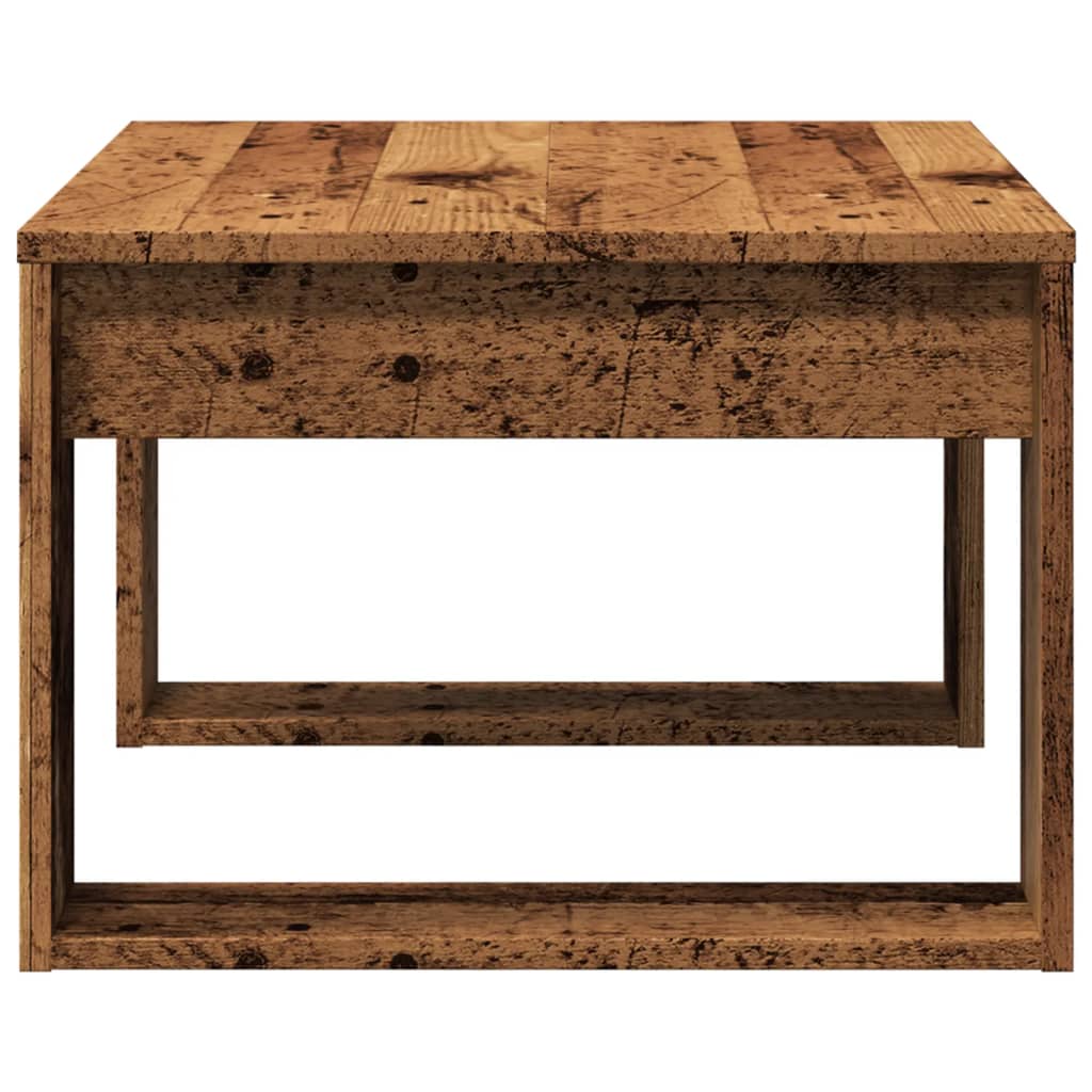 Bijzettafel 50x50x35 cm bewerkt hout oud houtkleurig is nu te koop bij PeponiXL, paradijselijk wonen!