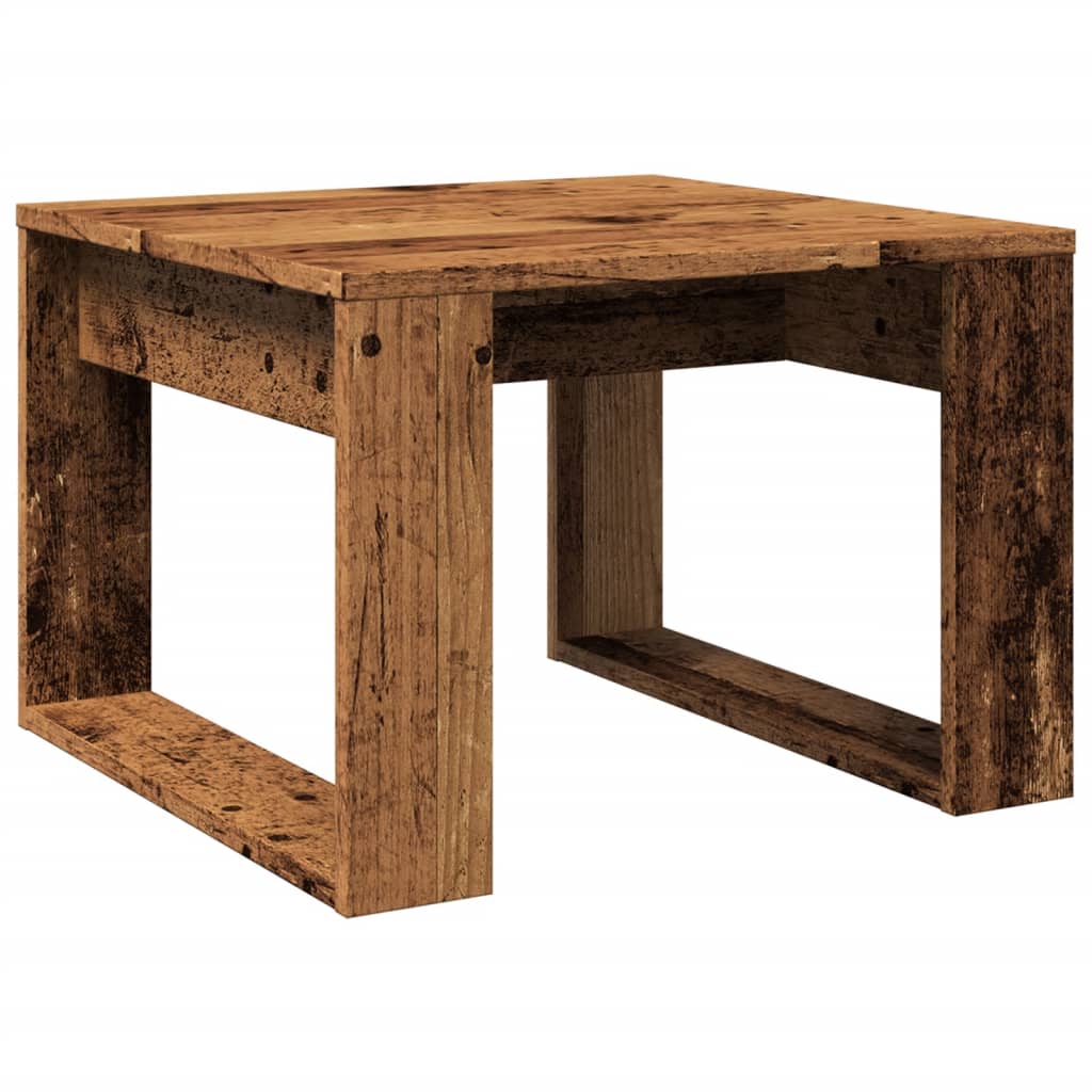 Bijzettafel 50x50x35 cm bewerkt hout oud houtkleurig is nu te koop bij PeponiXL, paradijselijk wonen!