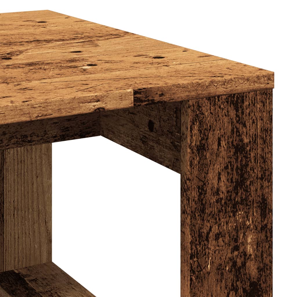 Bijzettafel 50x50x35 cm bewerkt hout oud houtkleurig is nu te koop bij PeponiXL, paradijselijk wonen!