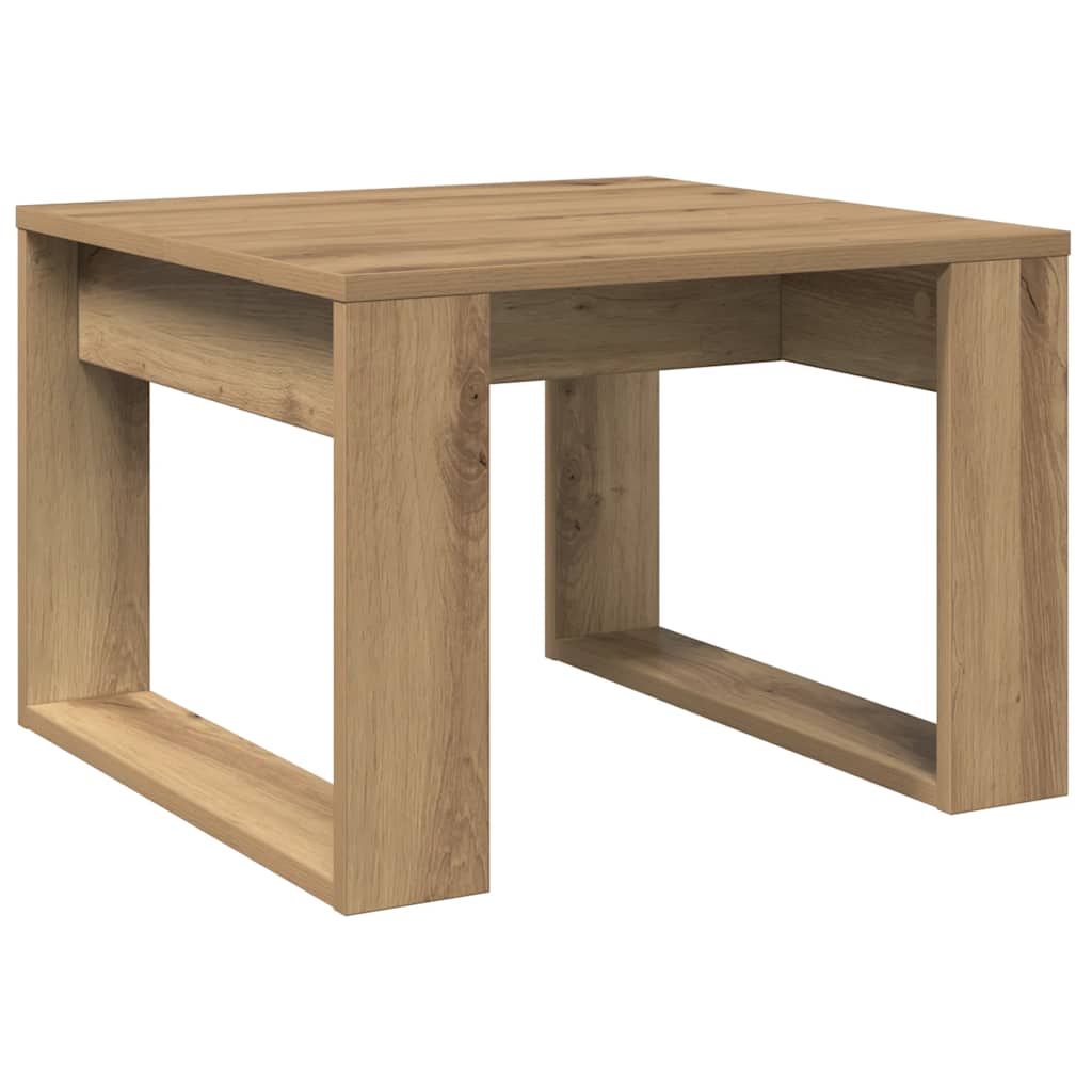 Bijzettafel 50x50x35 cm bewerkt hout artisanaal eikenkleurig is nu te koop bij PeponiXL, paradijselijk wonen!